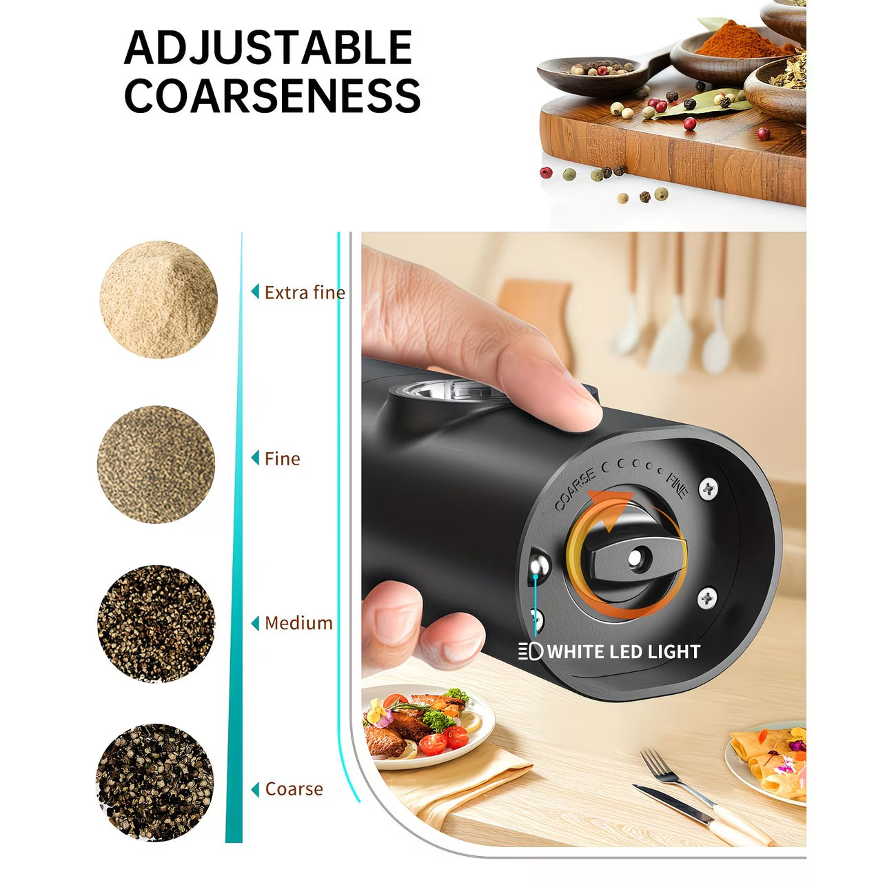 Electric Salt & Pepper Grinder Set - Battery Powered