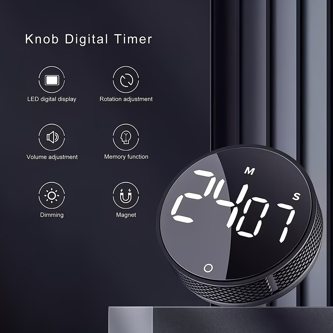 Sleek Magnetic Digital Kitchen Timer with LED Display & Alarm