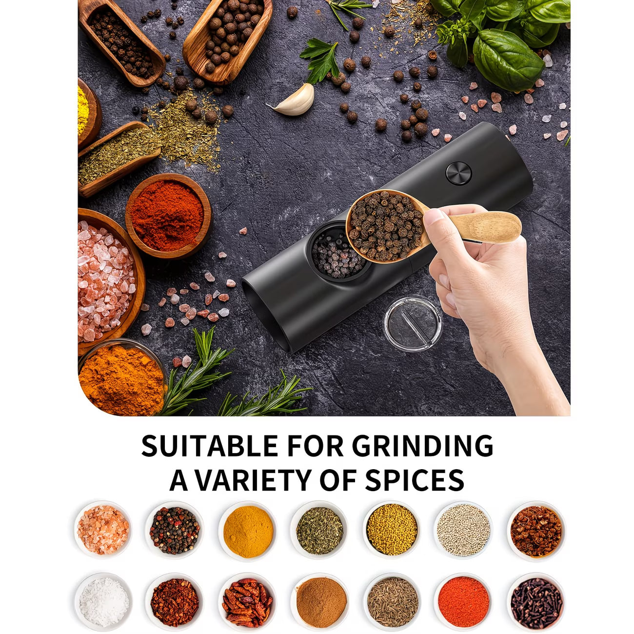 Electric Salt & Pepper Grinder Set - Battery Powered