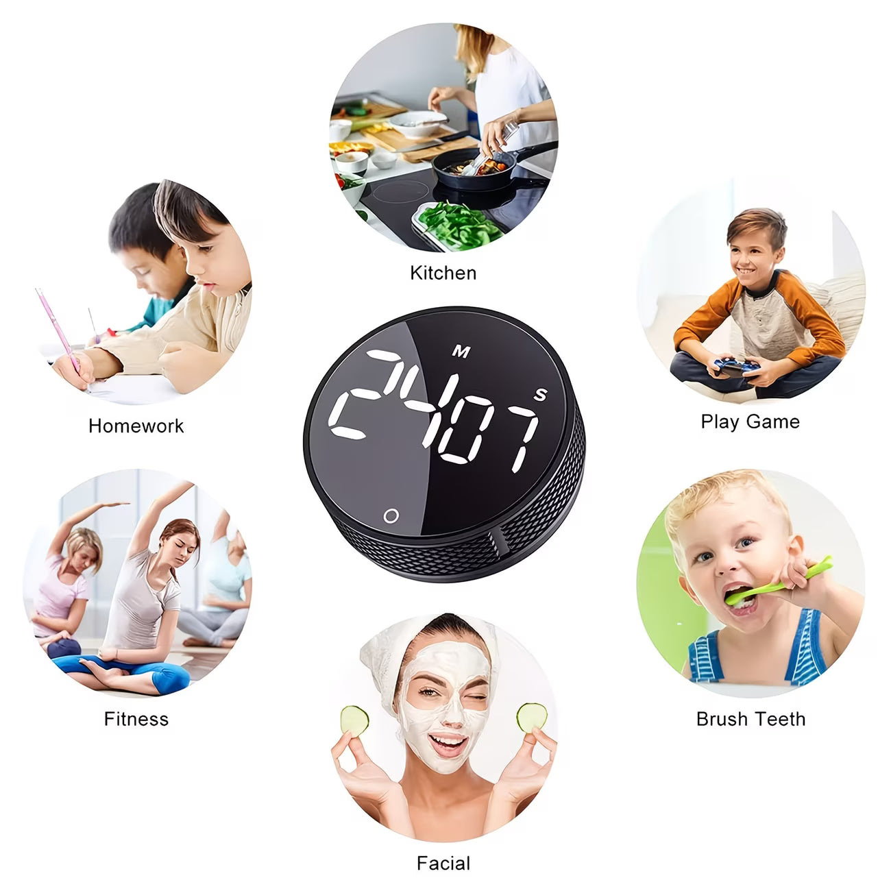 Sleek Magnetic Digital Kitchen Timer with LED Display & Alarm
